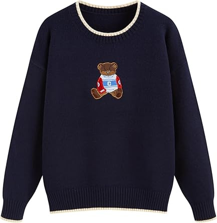 CIDER Women's Fall Sweaters Long Sleeve Cute Sweaters Bear Graphic Crewneck Soft Knit Casual Crop... | Amazon (CA)