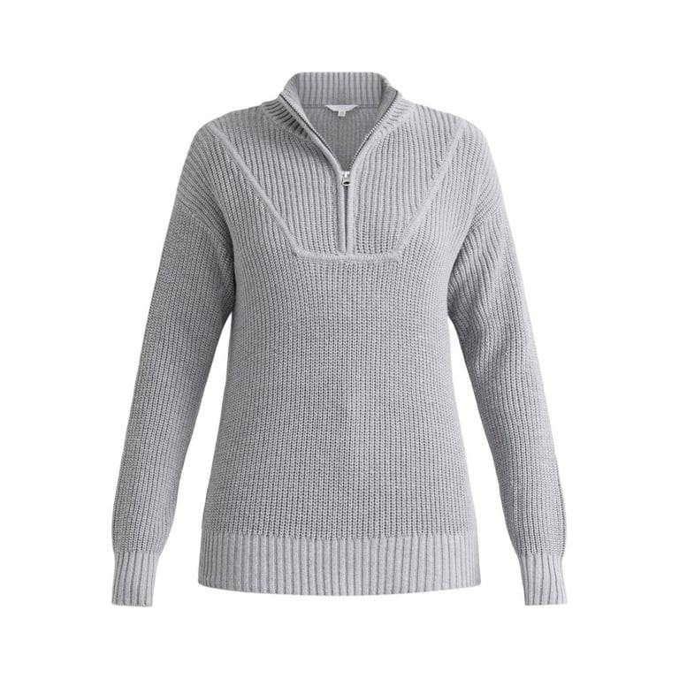 Time and Tru Women's Half Zip Pullover Sweater, Midweight, Sizes XS-XXXL | Walmart (US)