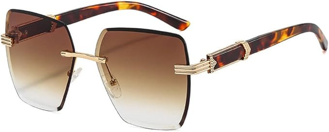 Shiratori Rimless Cut Edge Women's Gradient Sunglasses, Large Frame Sunglasses | Amazon (US)