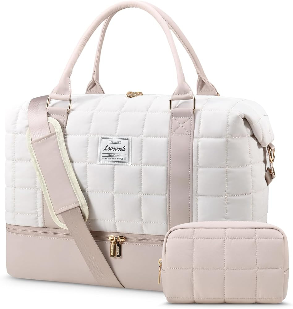 LOVEVOOK Weekender Bags for Women with Shoe Compartment, Carry On Overnight Bag with Toiletry Bag... | Amazon (US)