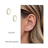 Fake Hoop Earrings CZ Cubic Zirconia Cartilage Earring 925 Sterling Silver Earings Ear Cuff Dainty M | Amazon (US)