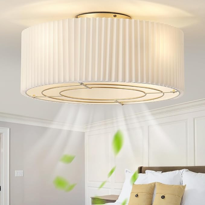 20" Low Profile Ceiling Fans with Lights, Flush Mount Boho Ceiling Fan with Light Remote Control,... | Amazon (US)