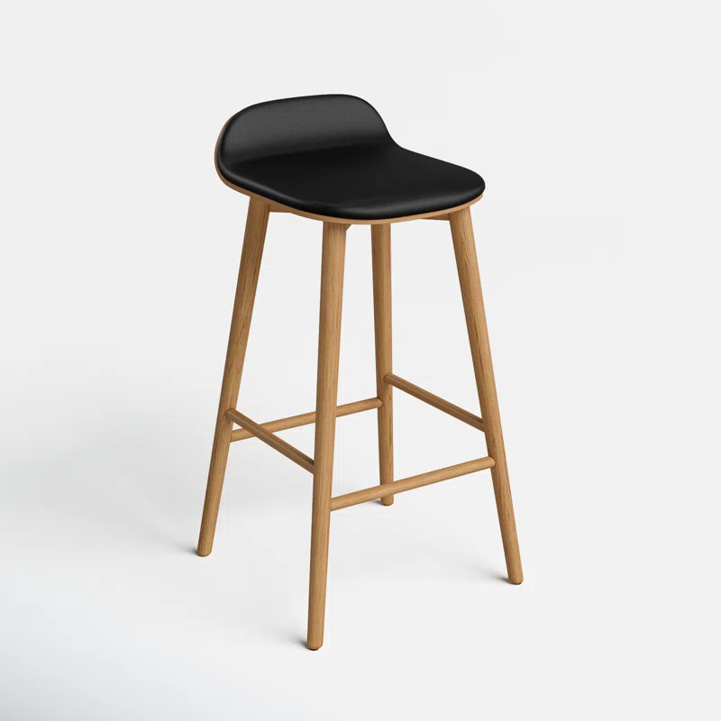 AllModern Beck 26'' Seat Height Counter Stool - Solid Wood Frame and Genuine Leather Seat & Revie... | Wayfair North America