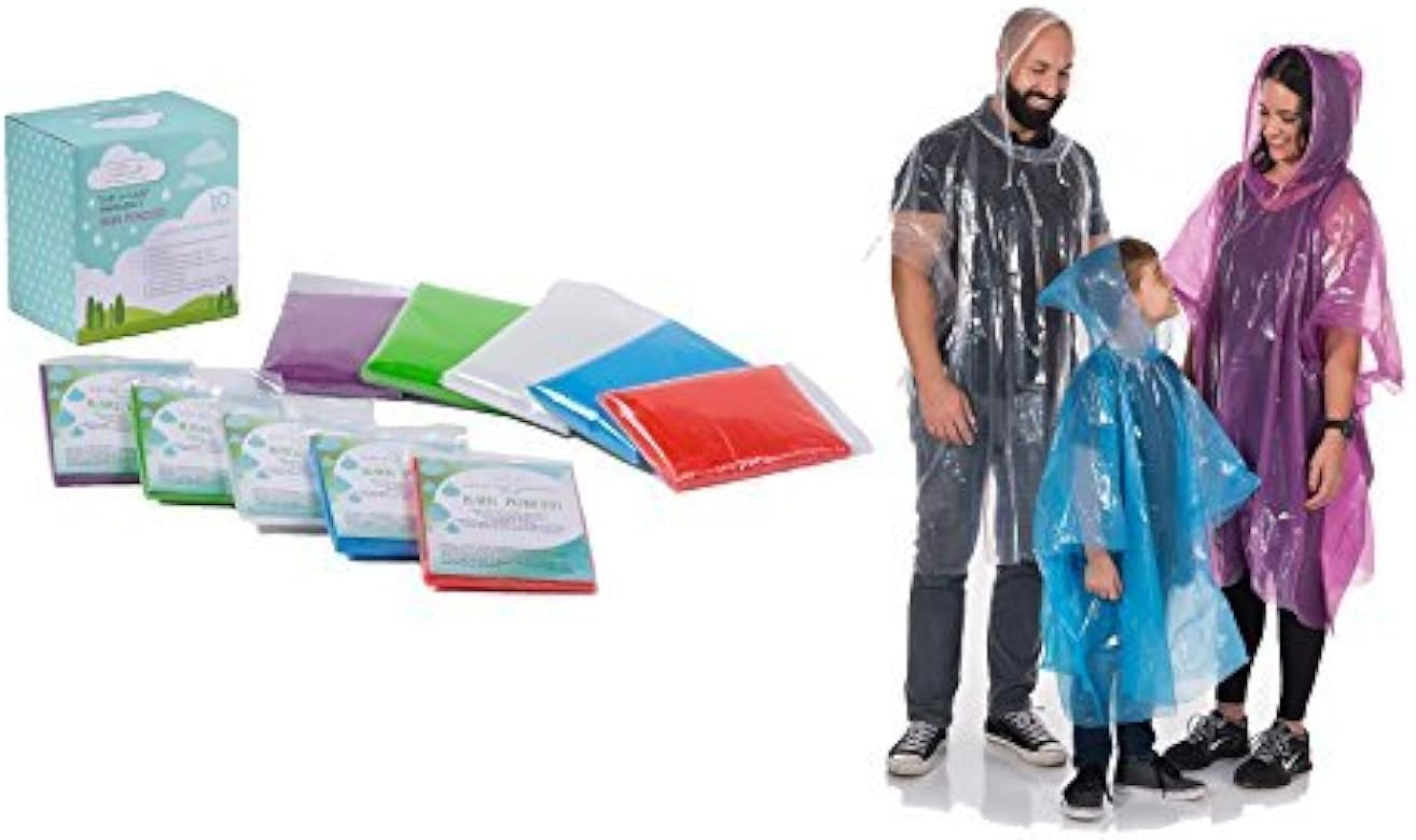 Clear Harbour Emergency Disposable Poncho Family Pack | Thick Reusable .03mm PE Plastic Rain Ponc... | Amazon (US)