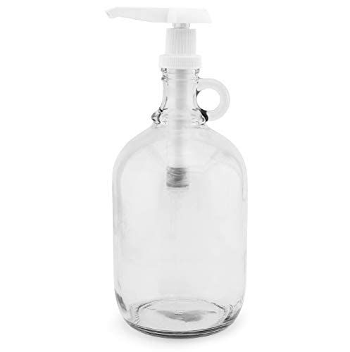 Half Gallon Glass Pump Dispenser Bottle, 64-Ounce Jug with Pump for Sauces, Syrups, Soaps and More | Amazon (US)