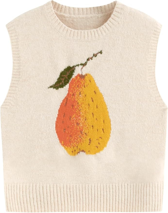 CIDER Women’s Sweater Vest Knit Sleeveless Pear Cute Graphic Sweater Vest Tank Top Fall Outfits | Amazon (US)