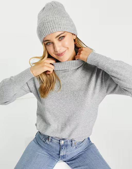 Pieces roll neck sweater in light gray | ASOS | ASOS (Global)