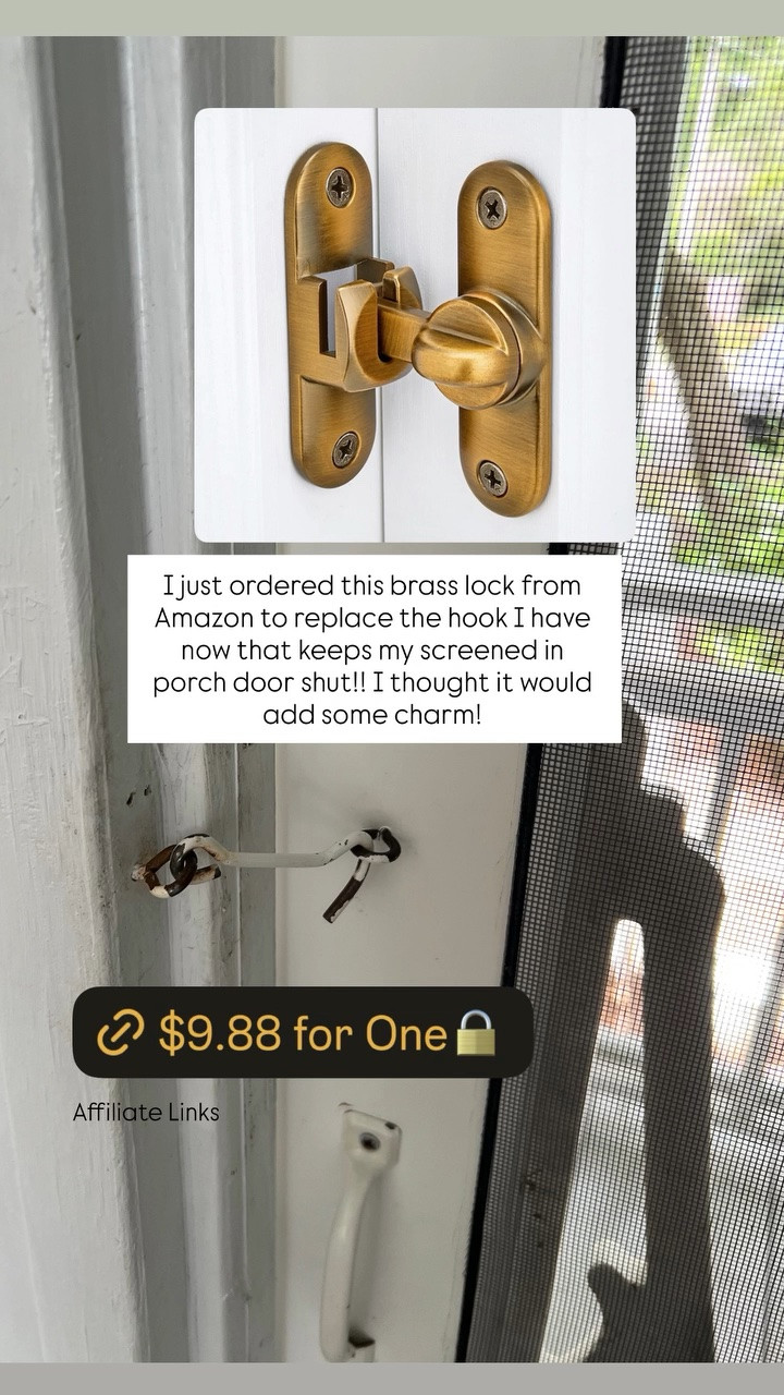 I just ordered this brass lock from Amazon to replace the hook I have now that keeps my screened in porch door shut!! I thought it would add some charm!

#LTKHome #LTKdayinmylife #LTKSeasonal
