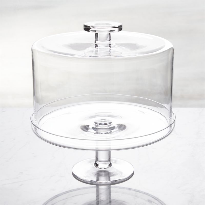 Footed Glass Pedestal Cake Stand with Dome + Reviews | Crate & Barrel | Crate & Barrel
