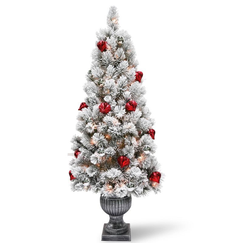 5ft National Christmas Tree Company Snowy Bristle Pine Artificial Pencil Christmas Tree 100ct Cle... | Target