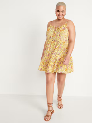 Sleeveless Tiered Floral-Print Mini Cami Swing Dress for Women | Old Navy (US)