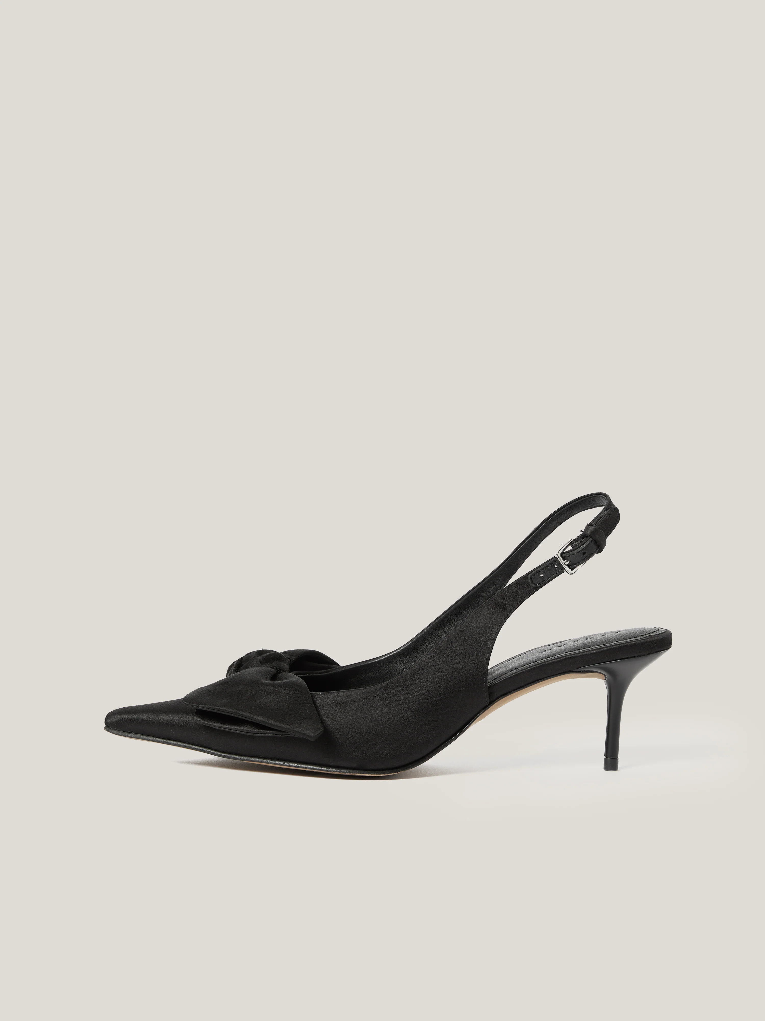 Satin Bow Slingback Heel | Black | Jigsaw (UK)