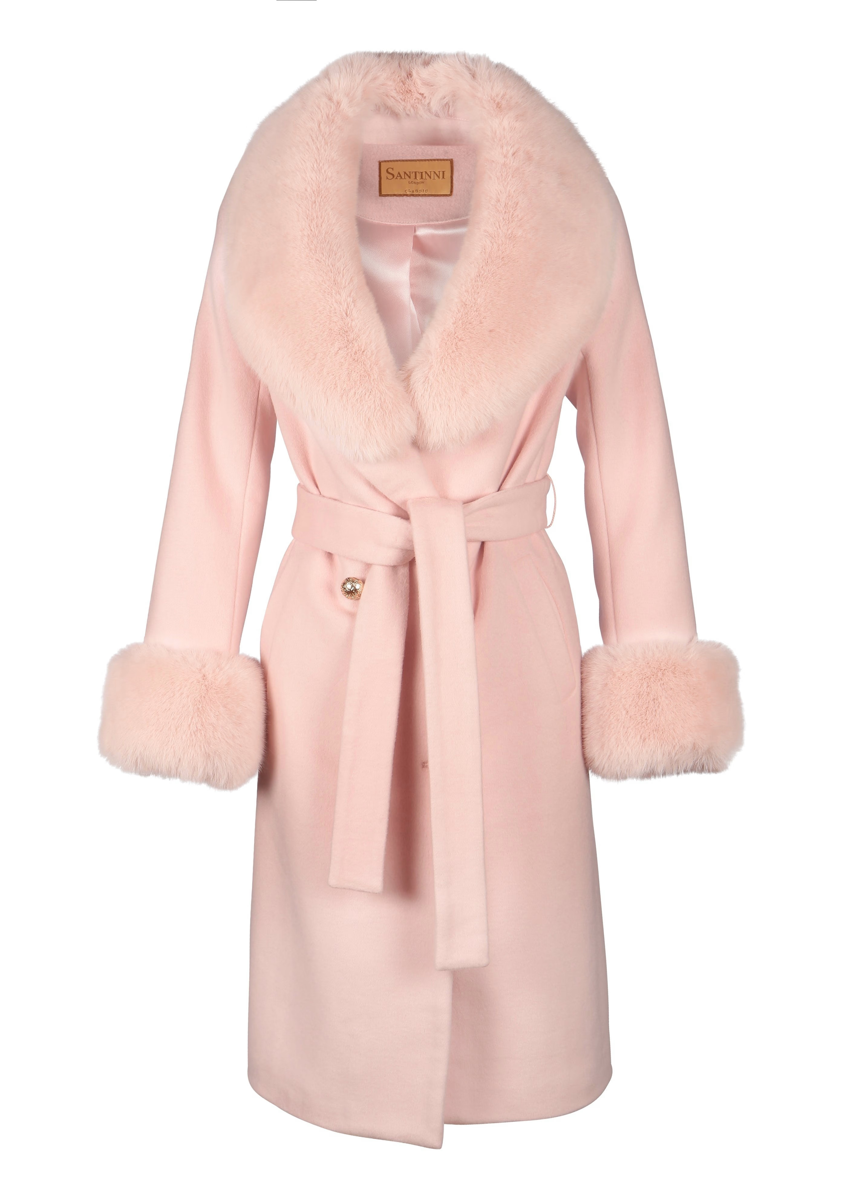'Marlene' 100% Cashmere & Wool Coat In Rosa | Wolf & Badger