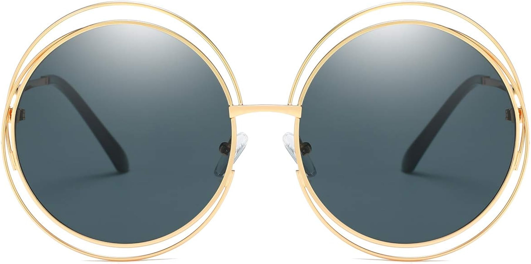 Dollger Metal Double Circle Wire Frame Oversized Round Sunglasses for Women | Amazon (US)