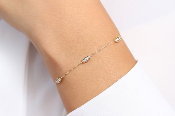 Diamond Bracelet / Delicate Diamond Bracelet for Women/ 3 | Etsy | Etsy (US)