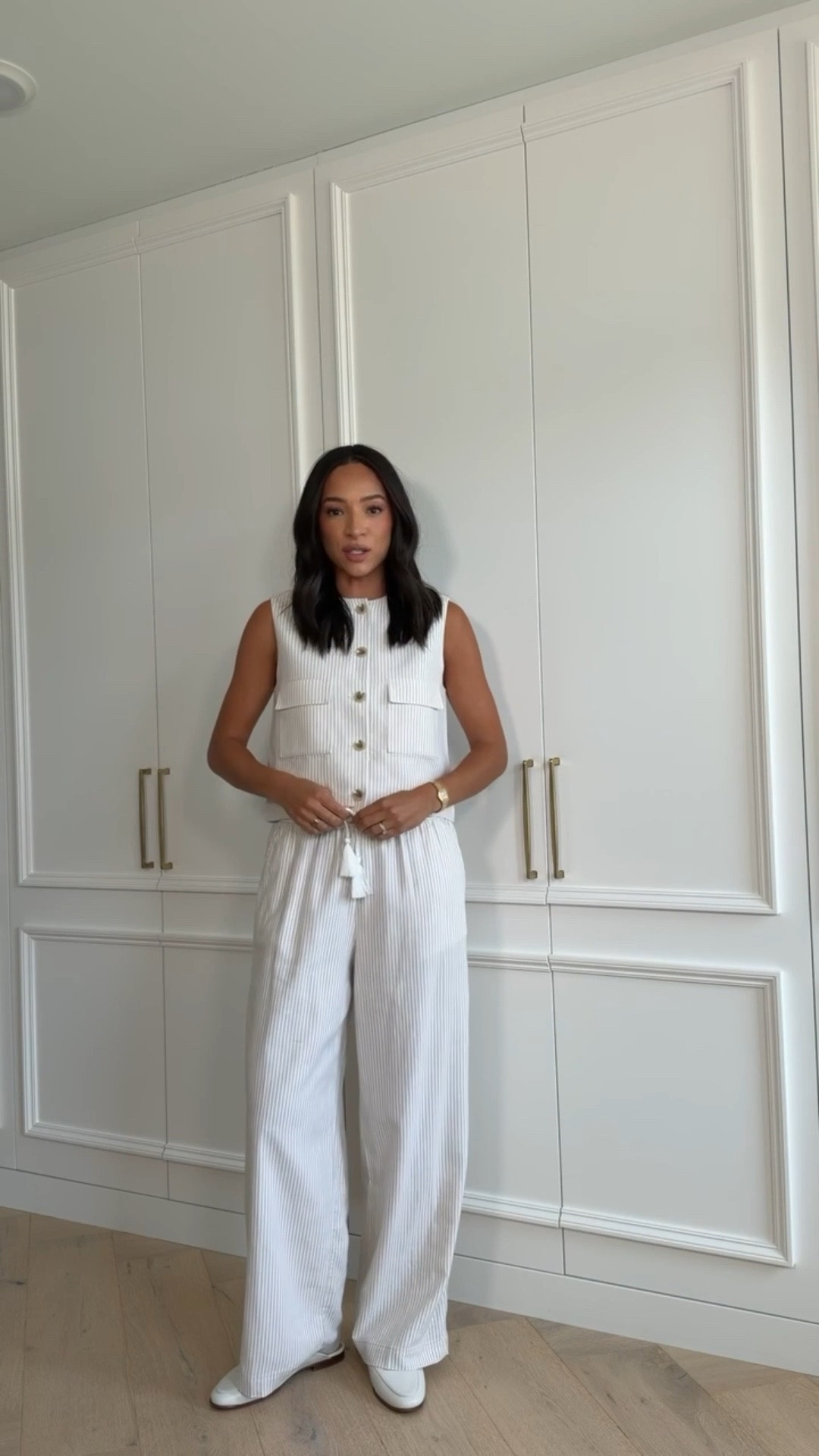 50% OFF everything + free shipping 🤍 Matching sets are on repeat this summer for me! This one is super lightweight and breathable. The pants have a stretchy waistband with an adjustable tie and the vest has functional buttons! Wearing size S vest and size S wide-leg pants 

summer outfit, summer fashion, summer style, summer sale, Ann Taylor sale, workwear, work outfit, office outfit, business casual, mom outfit, postpartum outfit

#LTKSeasonal #LTKSaleAlert #LTKWorkwear