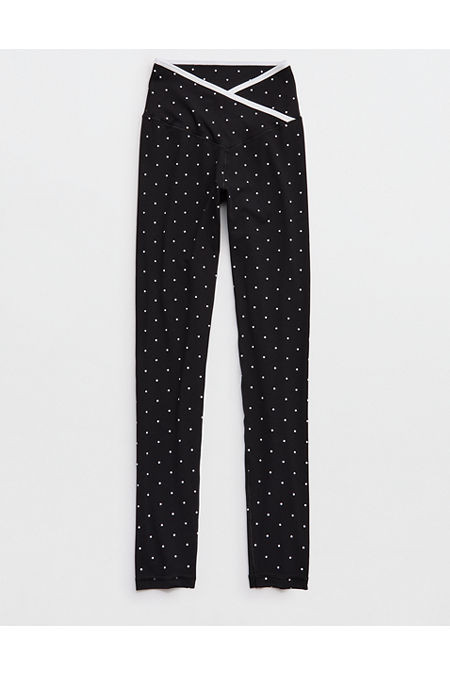 OFFLINE By Aerie Real Me Tipped High Waisted Crossover Legging Women's True Black XS Short | Aerie