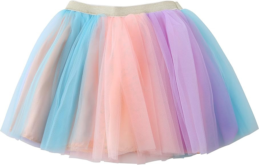 Jastore Girls Layered Rainbow Tutu Skirt Dance Dress Ruffle Tiered Clubwear | Amazon (US)
