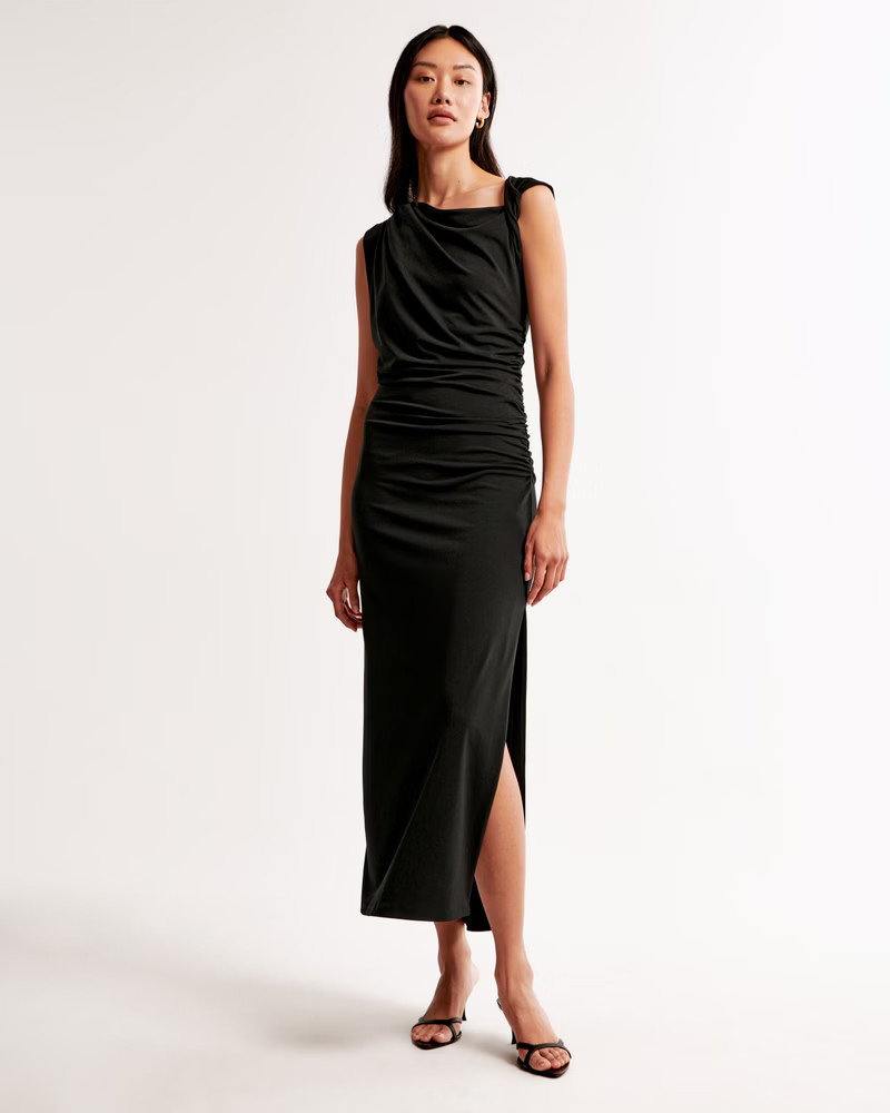 Asymmetrical Draped Maxi Dress | Abercrombie & Fitch (US)