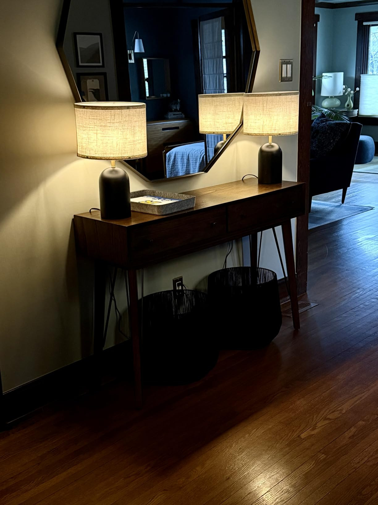 GyroVu Touch Control Table Lamps Set of 2, Modern Bedside Lamp with 2 USB Ports, Dimmable Gold and Black Nightstand Lamp with Fabric Shade for Living Room Bedroom Office Dorm(LED Bulbs Included) | Amazon (US)