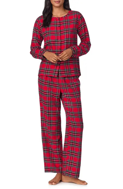 Lauren Ralph Lauren Long Sleeve Plaid Flannel Pajamas in Red Plaid at Nordstrom, Size Medium | Nordstrom