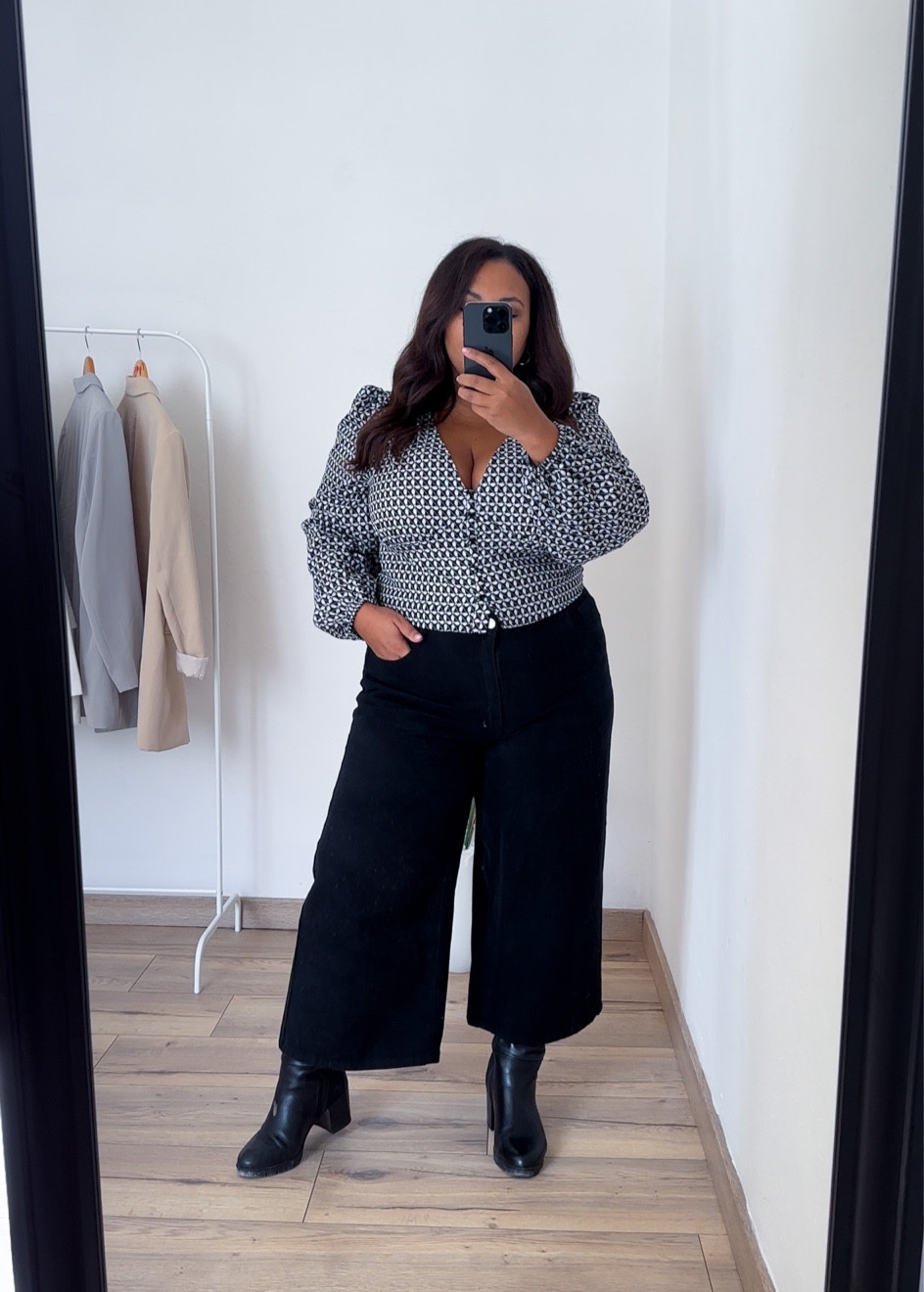 Officewear inspo! Wide leg black pants , puff sleeve blouse.
Blouse 0XL
Pants 1XL

#workwear #officewear #fallfashion #blouse #widelegpants 

#LTKplussize #LTKworkwear #LTKmidsize