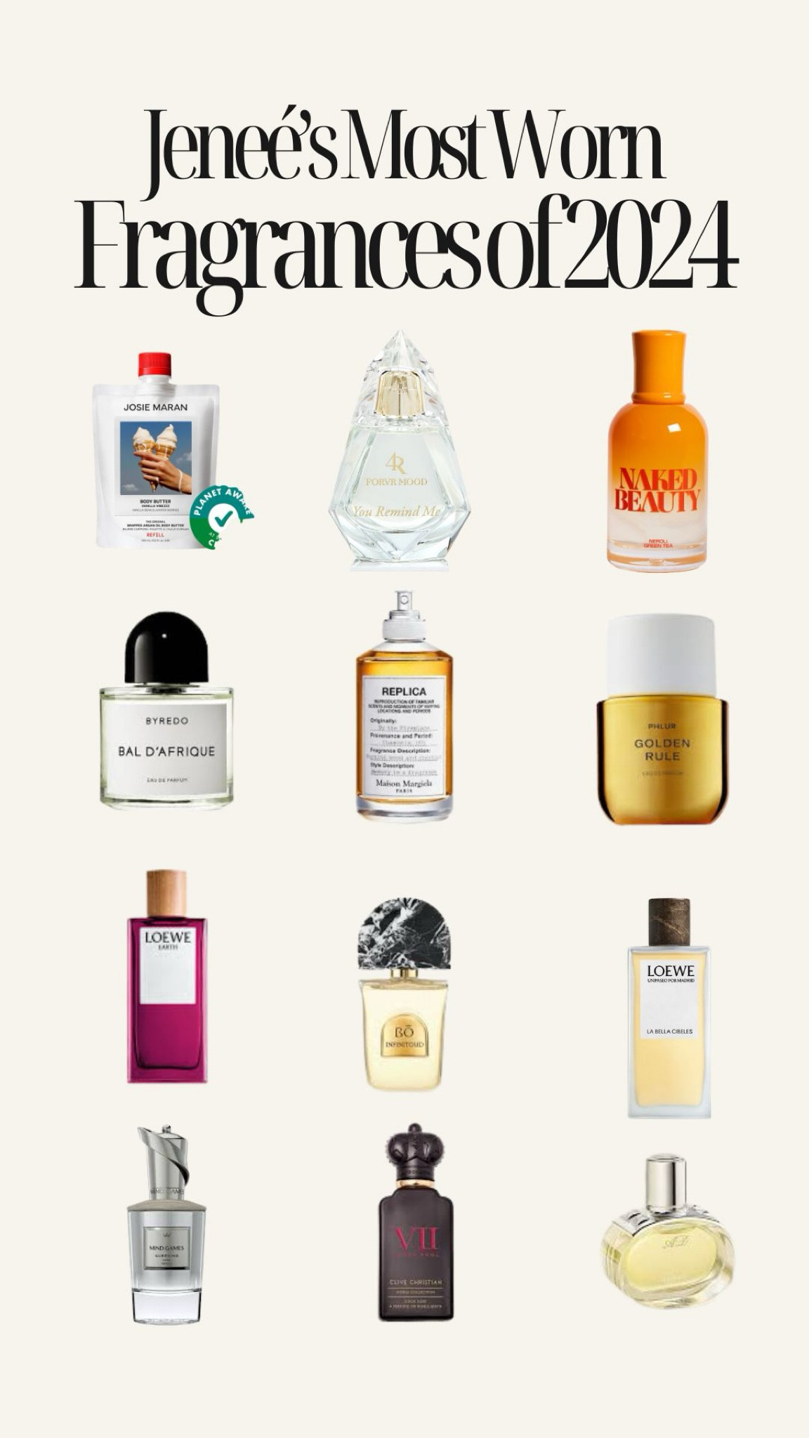 Most worn fragrances of 2024 from @jeneenaylor 

#LTKStyleTip #LTKGiftGuide #LTKBeauty