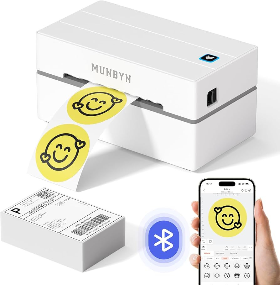 MUNBYN Bluetooth Thermal Label Printer, 130B Wireless 4x6 Shipping Label Printer for Shipping Pac... | Amazon (US)