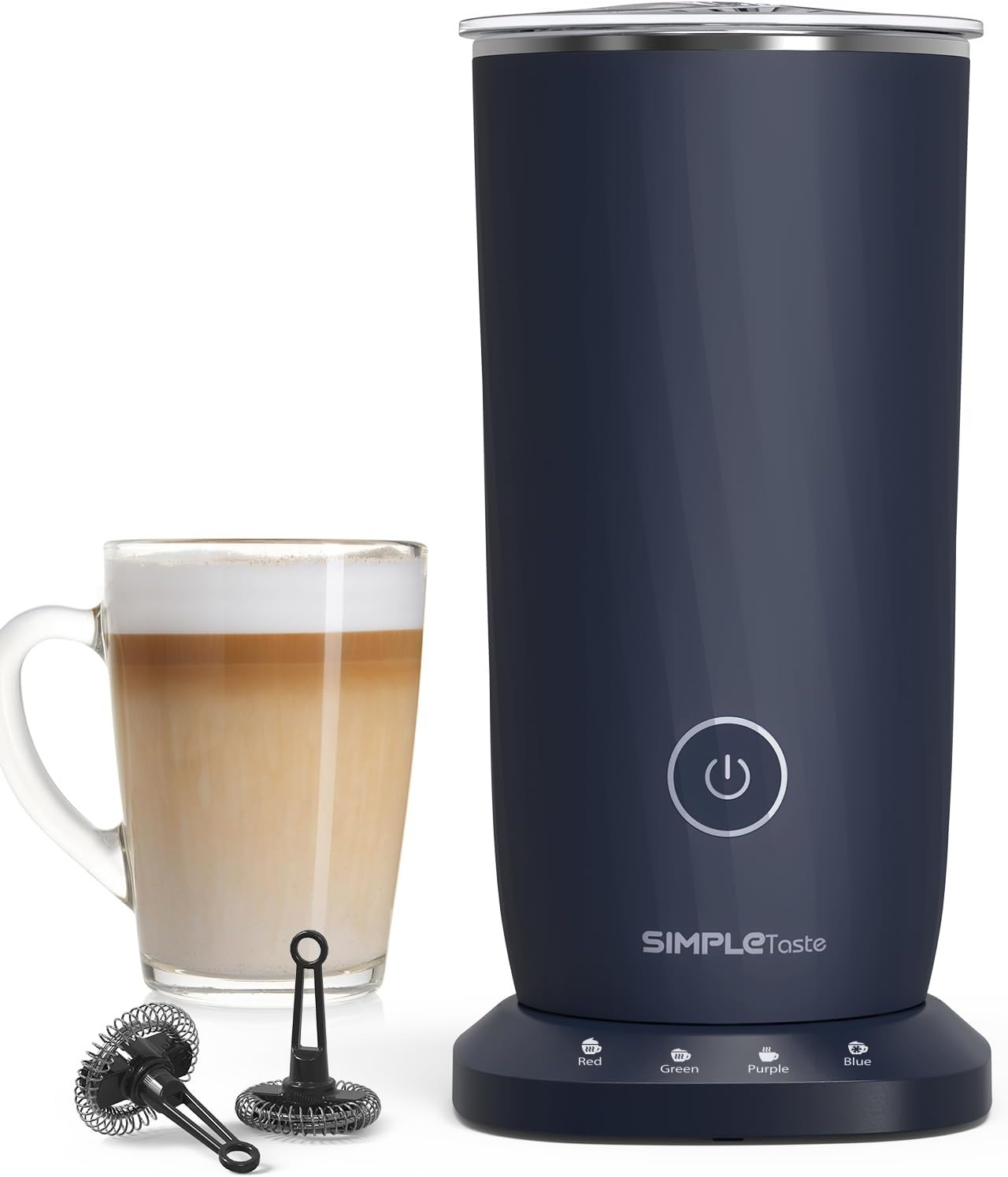 SIMPLETASTE Milk Frother, 4-in-1 Electric Automatic Milk Steamer, Dark Blue | Amazon (US)