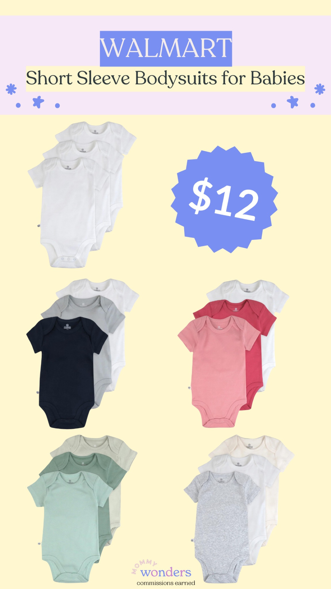 Walmart has 3 count packs of short sleeve bodysuits for babies for just $12 a set! Great to get for now or maybe stock up for later in the year! 

#LTKFindsUnder50 #LTKBaby #LTKStyleTip