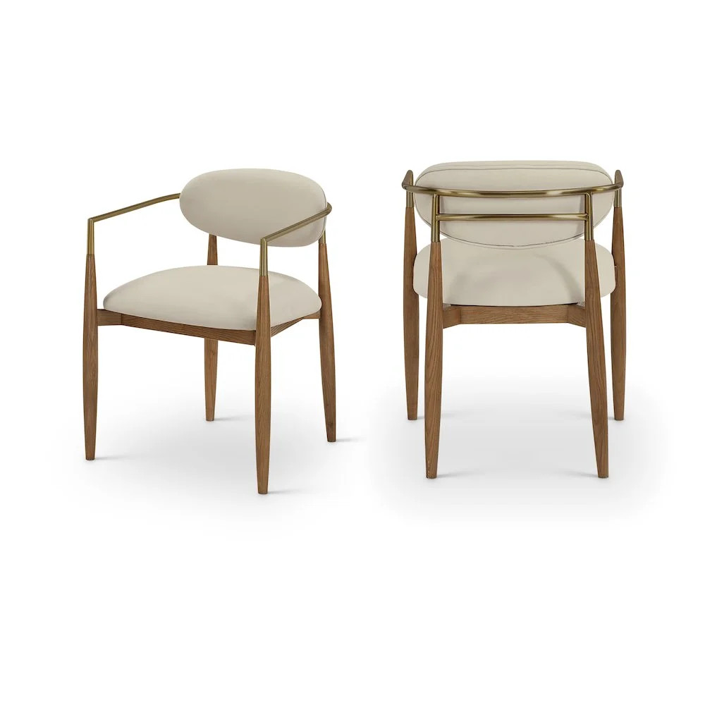 Meridian Furniture Riccio Beige Vegan Leather Dining Arm Chair (Set of 2) | Walmart (US)