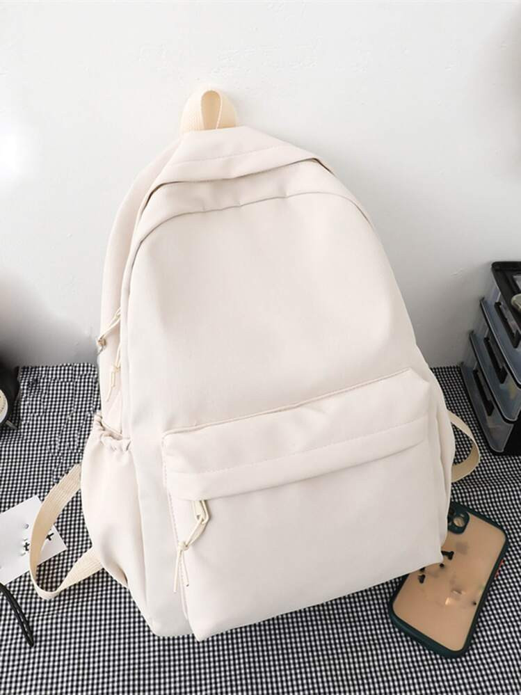1pc Nylon Solid Color Casual Backpack, Suitable For Students, School, Travel, And Women As A Bookbag | SHEIN