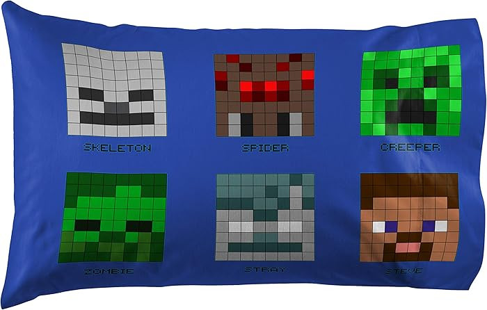 Jay Franco Minecraft Pixel Friends 1 Single Pillowcase - Double-Sided Kids Super Soft - Bedding F... | Amazon (US)