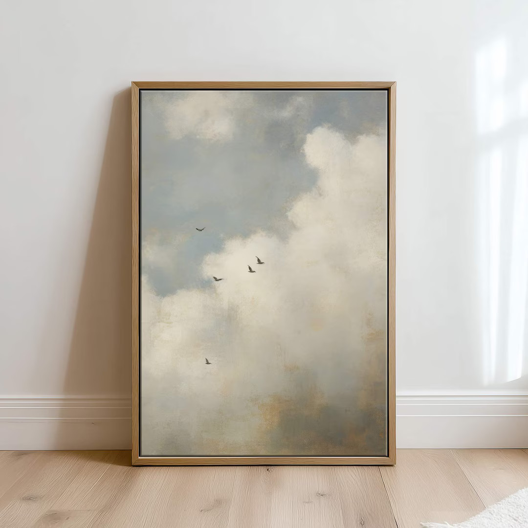 Plank & Pillow Framed Canvas Cloud Painting | Cloud Print | Wall Art Framed Landscape | Floater F... | Etsy (US)