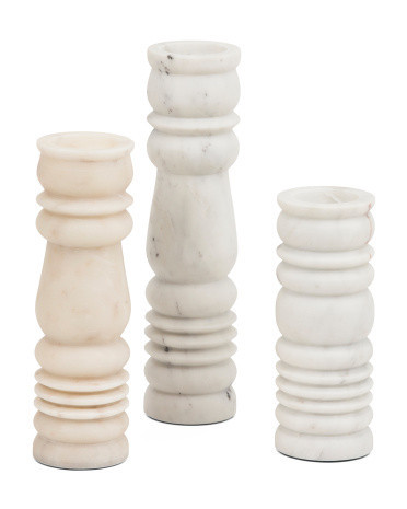 3pc Monument Solid Marble Candlestick Holder Set | TJ Maxx