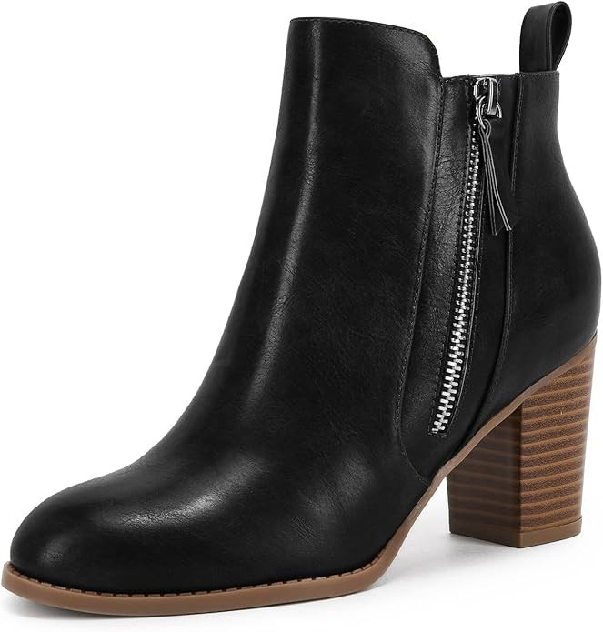 Rilista Ankle Boots for Women Chunky Block Heel Side Zipper Pointd Toe Suede Fall Winter Bootie S... | Amazon (US)