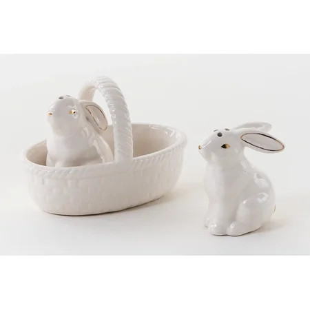Golden Eared Bunnies in Basket Salt and Pepper Shaker Set Ceramic | Walmart (US)