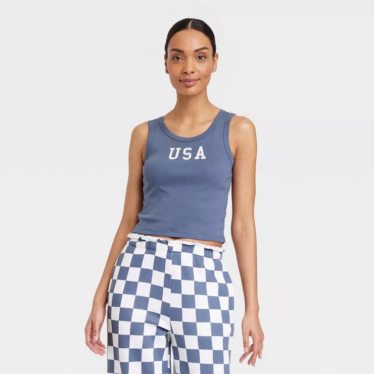 Women's USA Graphic Tank Top - Blue | Target