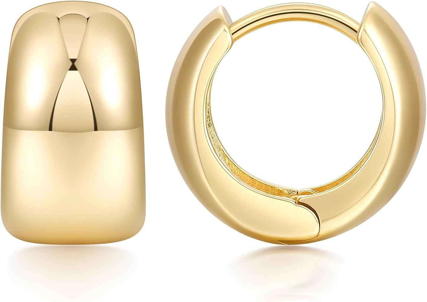 SHINYSO 14K Gold Plated Small Chunky Hoop Earrings for Women Dainty Thick Lightweight hypoallerge... | Amazon (US)