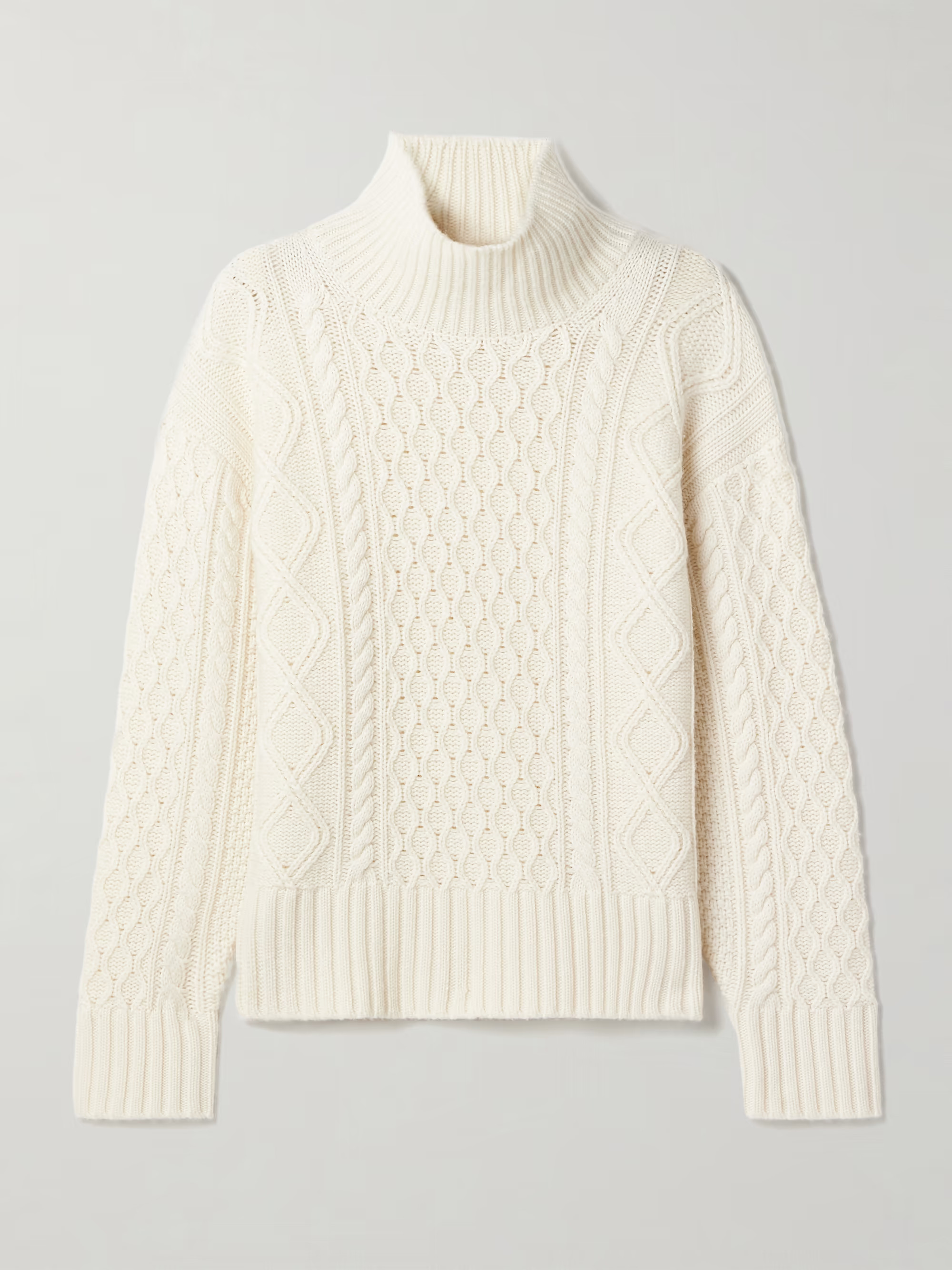 Cable-knit wool and cashmere-blend turtleneck sweater | NET-A-PORTER (UK & EU)