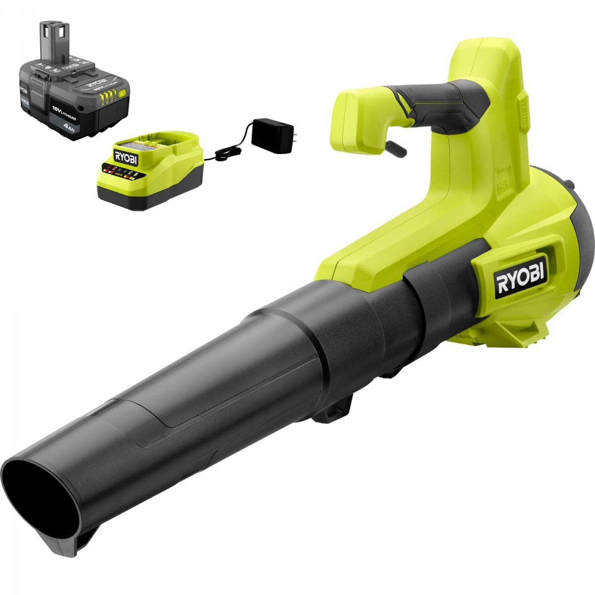 RYOBI ONE+ 18V 100 MPH 325 CFM Cordless Battery Variable Speed Jet Fan Leaf Blower with 4.0 Ah Ba... | Amazon (US)