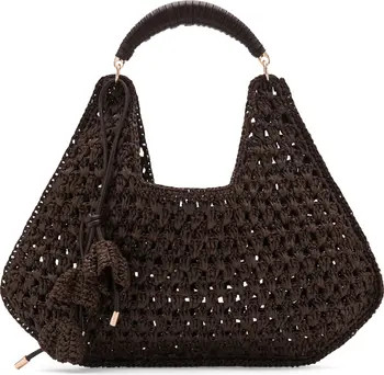 MANGO Flower Charm Knit Straw Tote | Nordstrom | Nordstrom