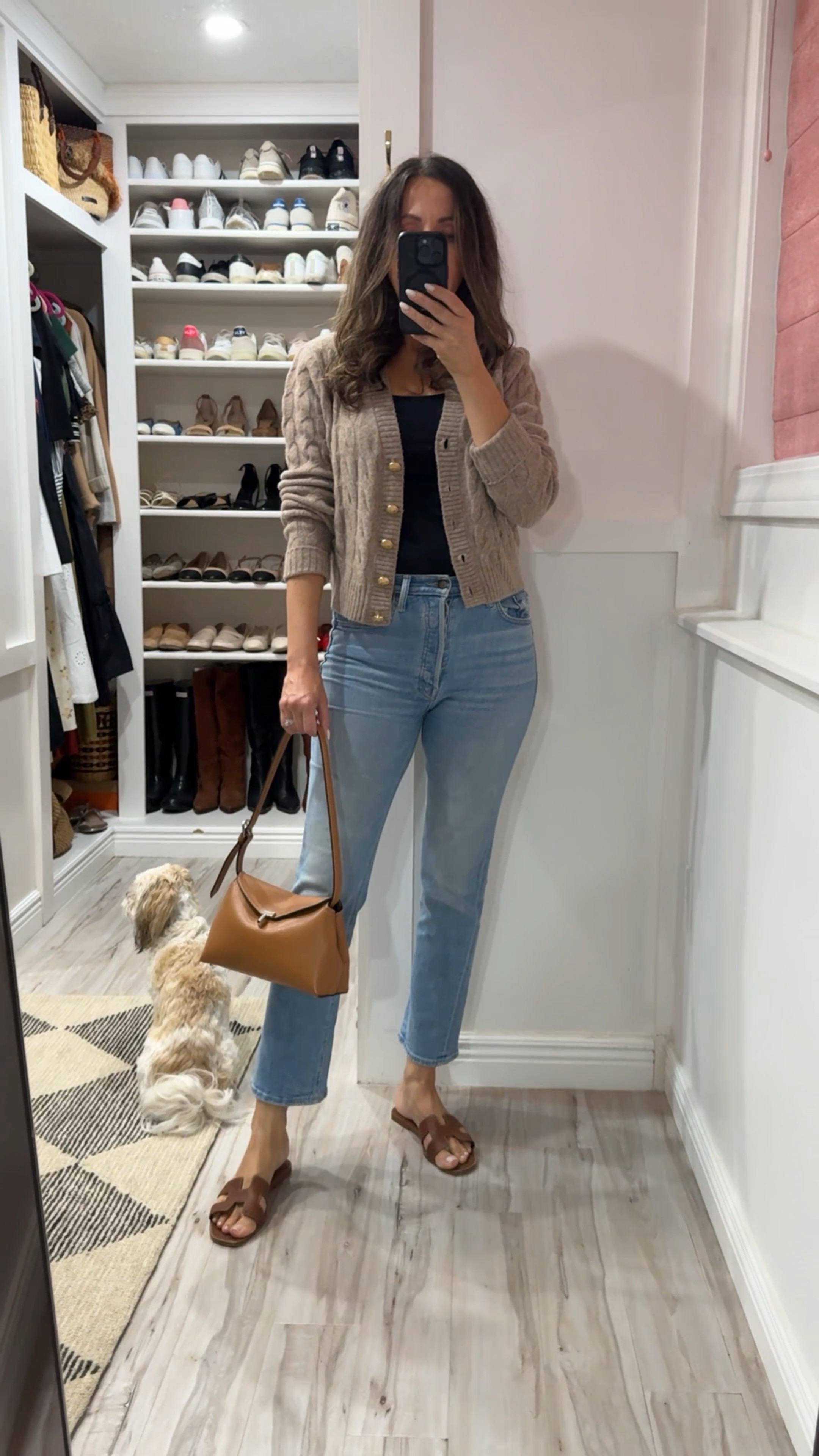 Thursday outfit!  Love this cardigan sooo much and it’s only $35.  Wearing small. 
Size up in the tank linked (is one I ended up wearing$.  
Wearing Hermes Oran slides but I have the linked ones and find them more comfortable (size up a 1/2 size).
Linked same style of jeans but in a different wash (mine are old).  

#LTKOver40 #LTKItBag #LTKStyleTip