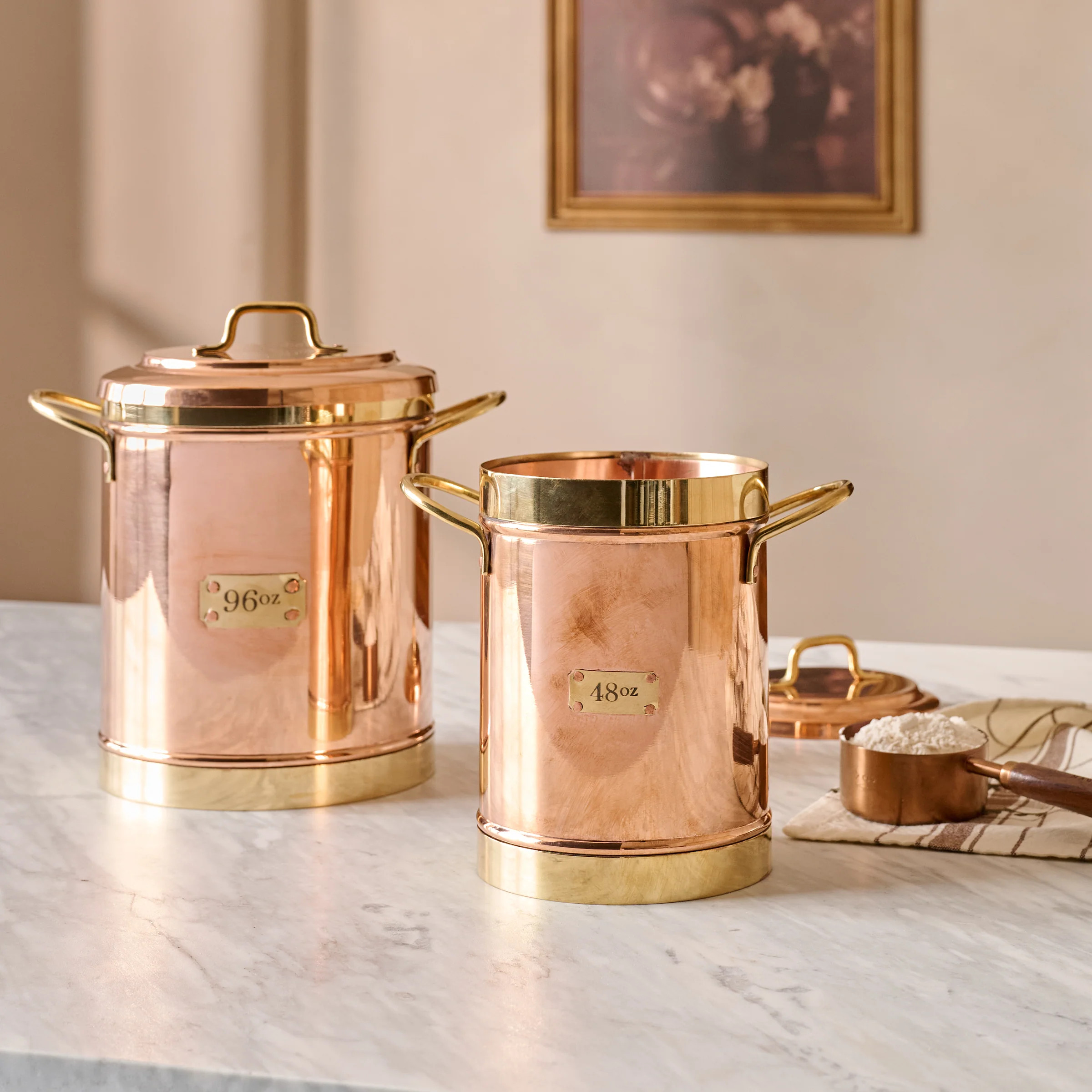Vintage Inspired Copper + Brass Canister | Magnolia