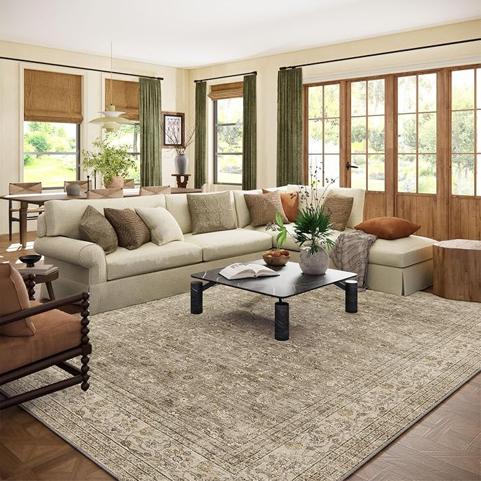 Machine Washable Rugs for Living Room: 8x10 Area Rugs for Bedroom Vintage Stain Resistant Non Sli... | Amazon (US)