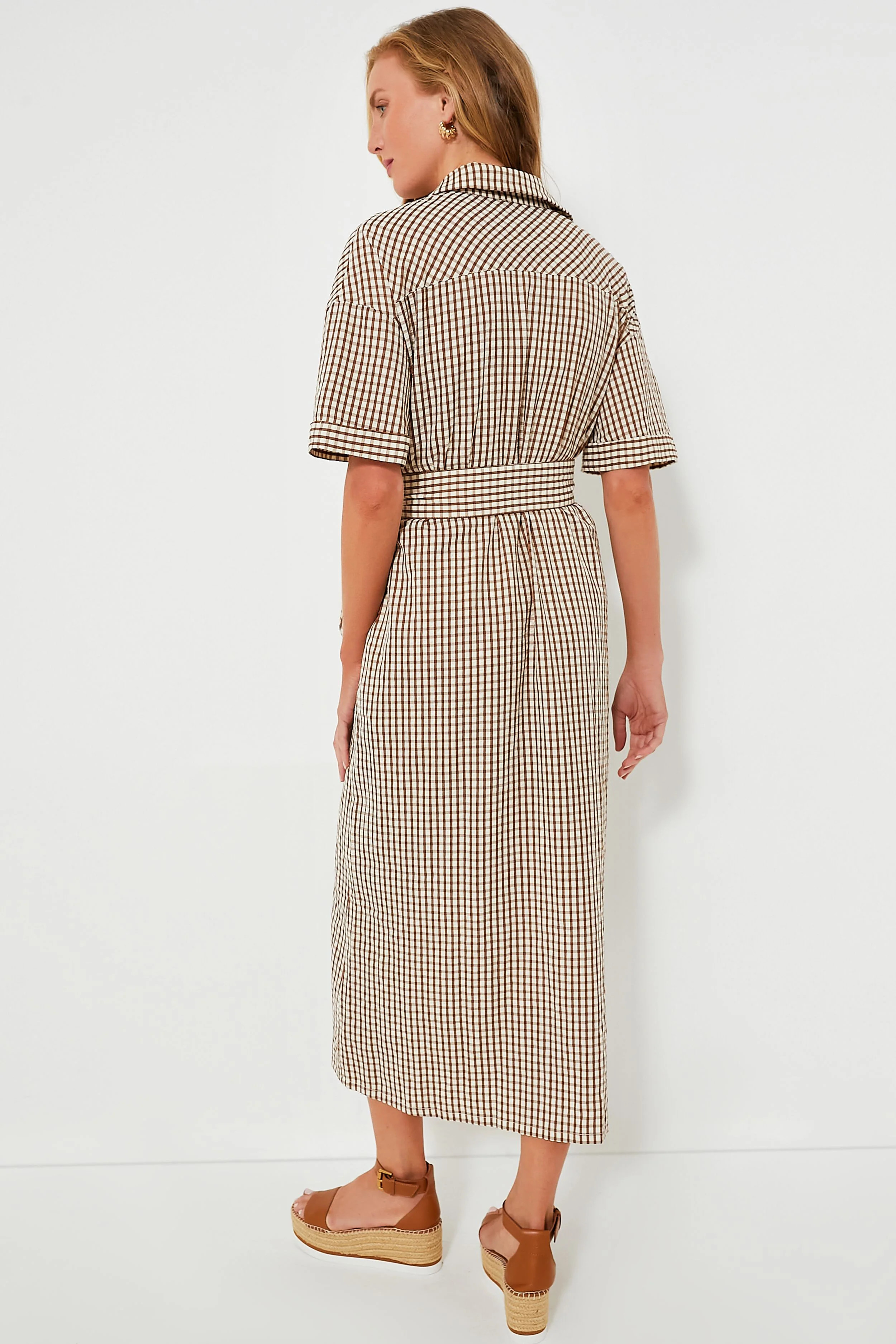 Brown Gingham Seersucker Zacara Dress | Tuckernuck (US)