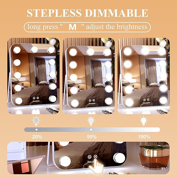 14.6" Vanity/Makeup Mirror with Lights, Hollywood Mirror with 11 Dimmable LED Bulbs,3 Color Modes... | Amazon (US)