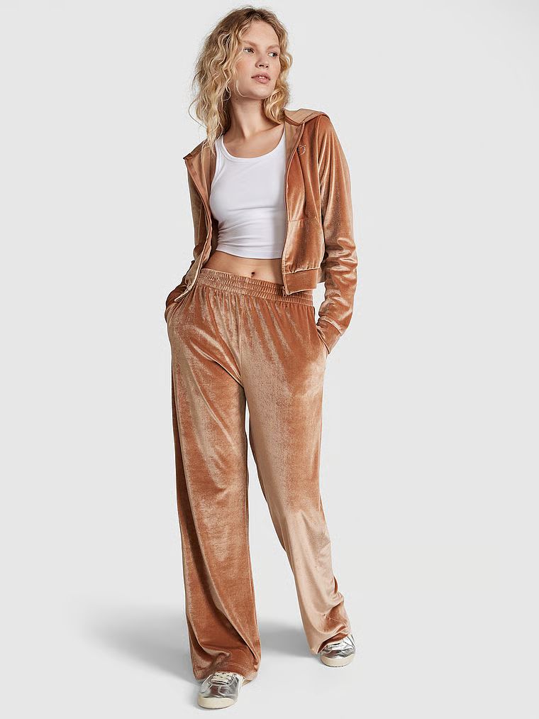 Velour Shine Logo FullZip Crop … curated on LTK