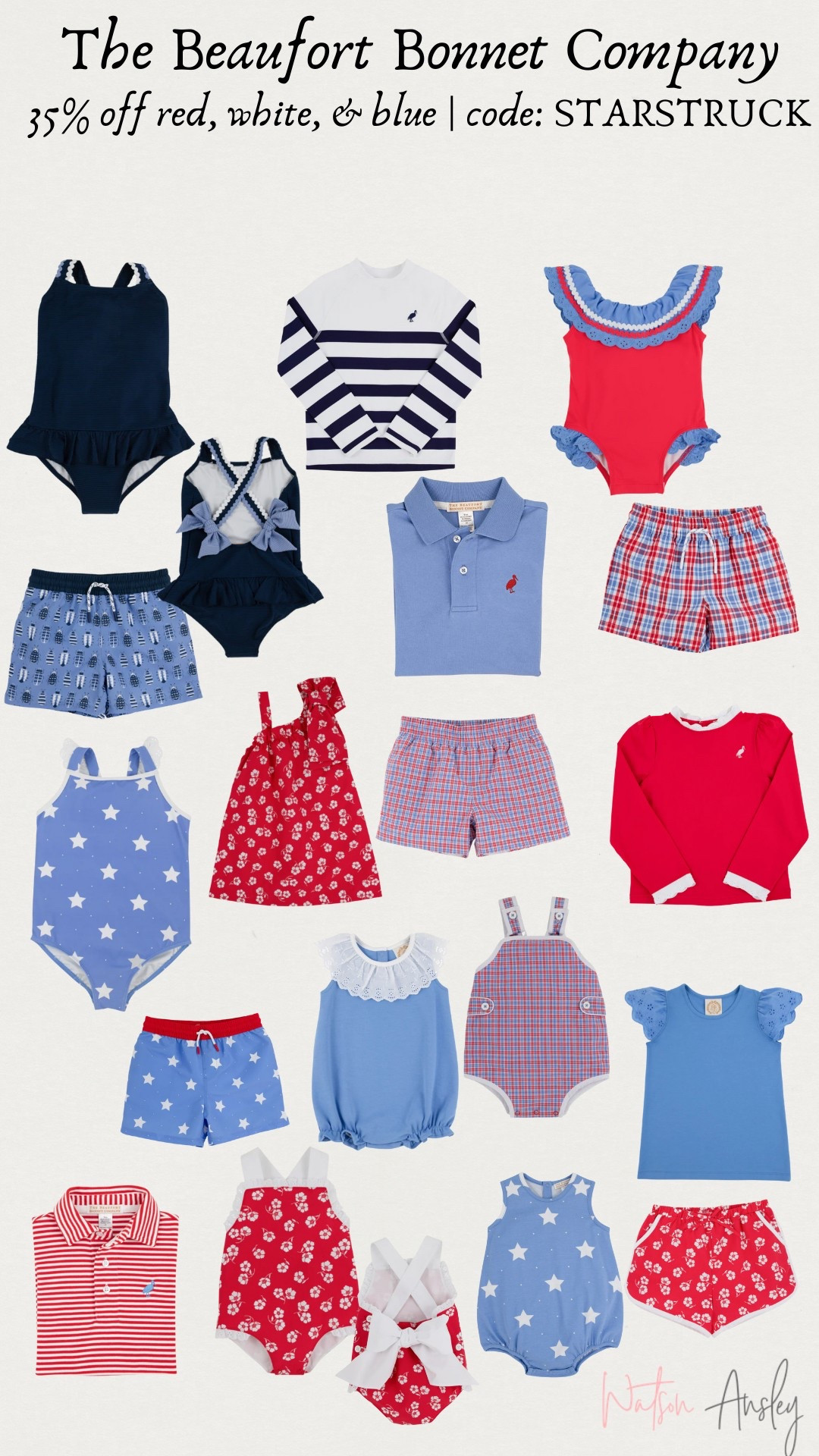 Shop the cutest red, white, and blue outfits for your little ones during Beaufort Bonnet’s 35% off sale! Use code: STARSTRUCK at checkout to stock up on patriotic wear for your babies, toddlers, kids and even options for mom & dad!

Click the images to shop!

July 4Th | patriotic | red | white | blue | Memorial Day | summer | beach | lake | star | stripes | shorts | shirt | polo | tee | swim | one piece | two piece | swim trunks | onesie | bubble | ruffle | bathing suit 



#LTKKids #LTKSaleAlert #LTKSwim