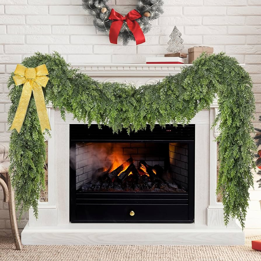 Palonu 9Ft Christmas Cedar Garland, Artificial Realistic Greenery Faux Garlands Touch Like Real P... | Amazon (US)